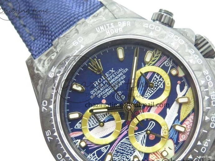 MiroTime 0406 Daytona DIW Carbon OMF Best Edition Blue Paint Dial on Deep Blue Nylon Strap A Tailored 2842